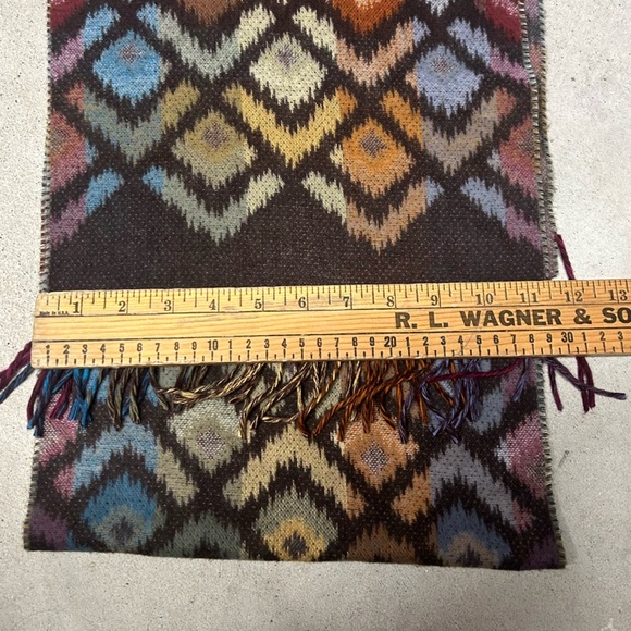 CASHMINK Scarf Multicolor Fringe Soft Made in Germany Acrylic Aztec Design - Picture 5 of 5